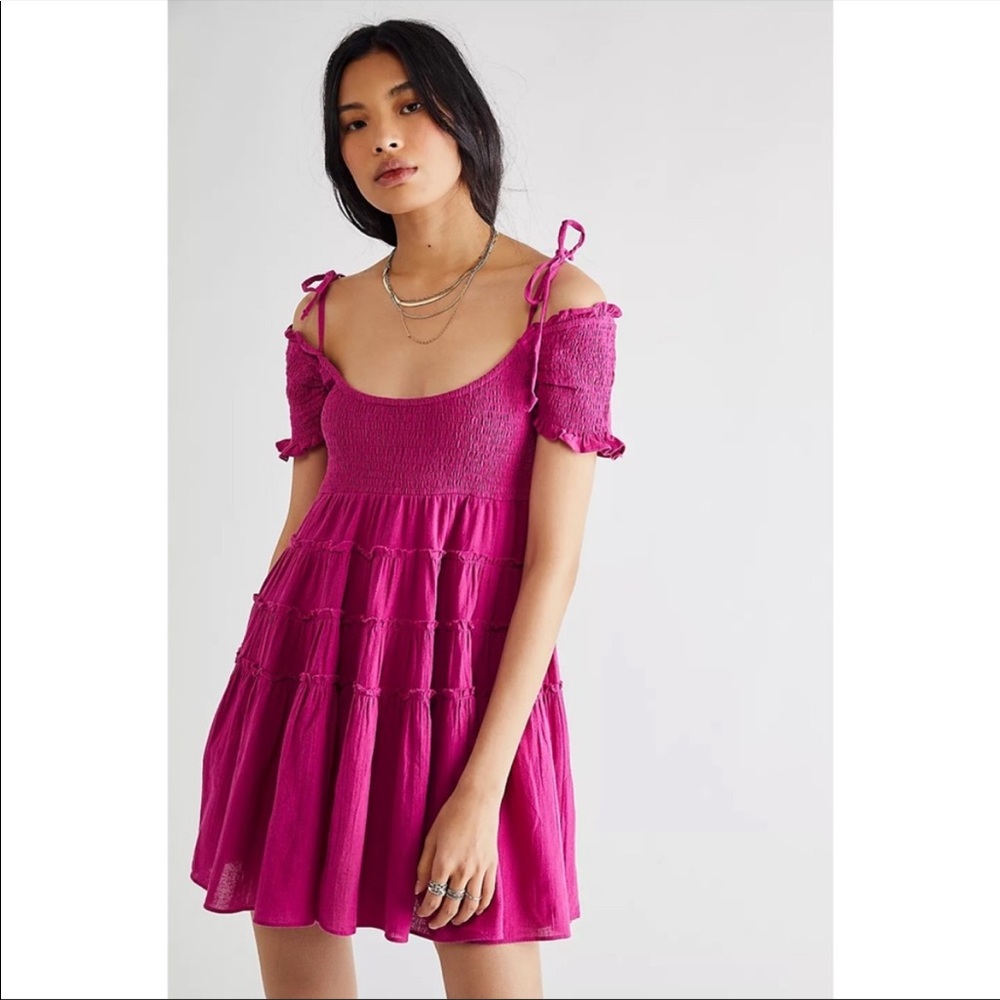 NWOT Free People Happy With You Mini Dress in Azalea